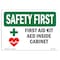 Signmission OSHA, 7" Height, Rigid Plastic, 10" x 7", Landscape, First Aid Kit AED Inside Cabinet With Symbol OS-SF-P-710-L-10622 - alternate 1